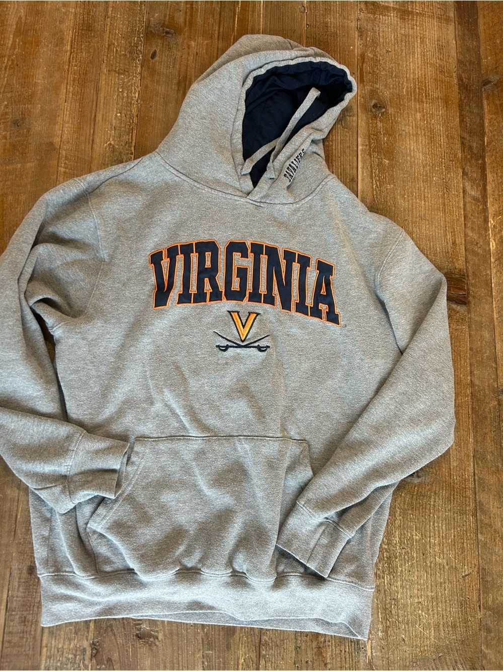 Virginia Graphic Hooded Gray Sweatshirt UVA Hoodie Men’s Large